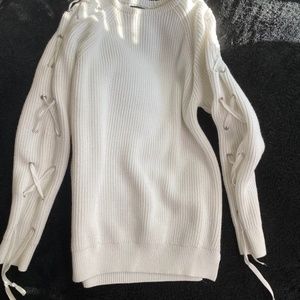 White Sweater with Tassel Detail